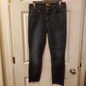 MOTHER Jean Sz 28 blk The Looker Ankle Crop Fray Coffee Tea Or Me skinny classic